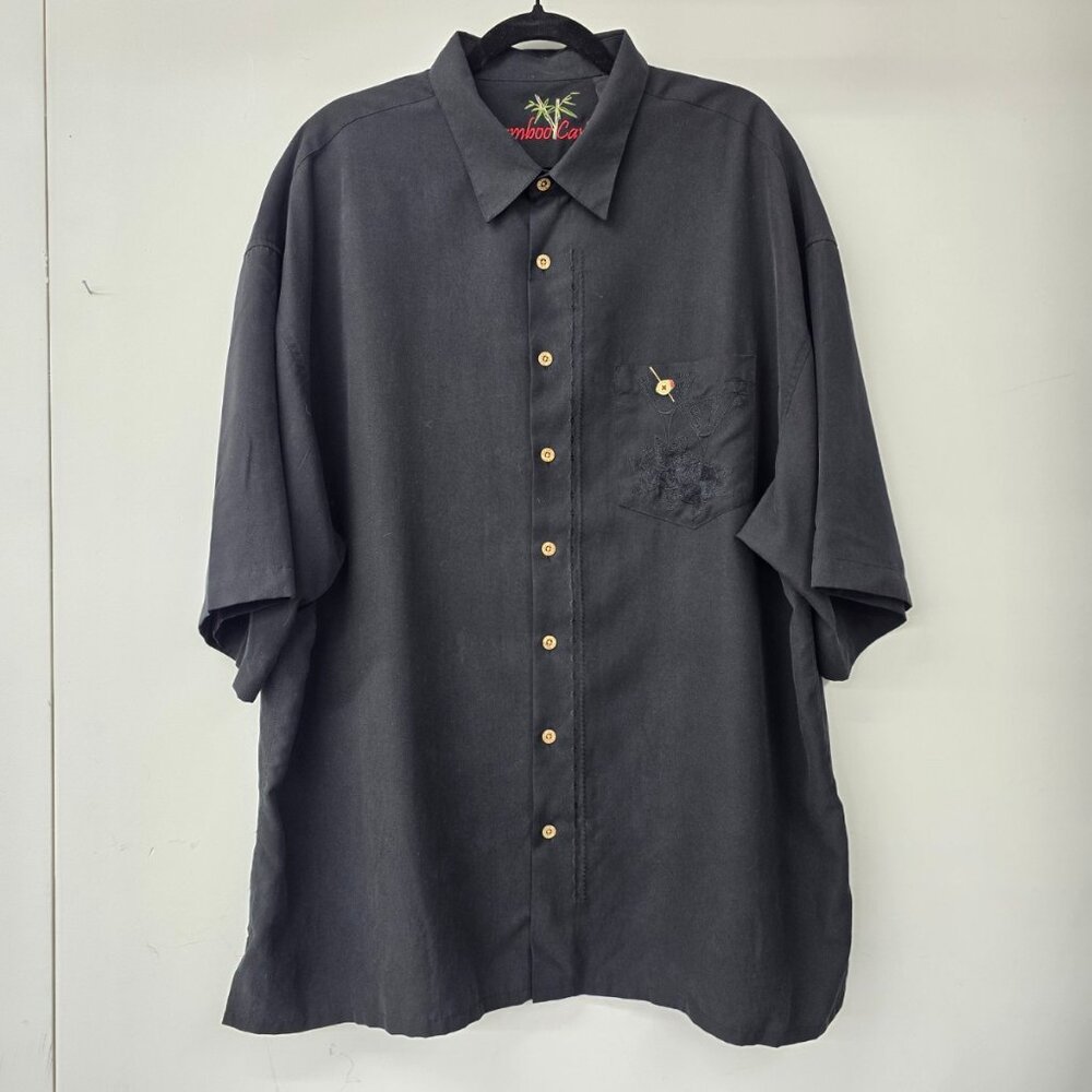 Bamboo Cay Men's Black Embroidered‎ Martine Button Up Dress Shirt Size 3X